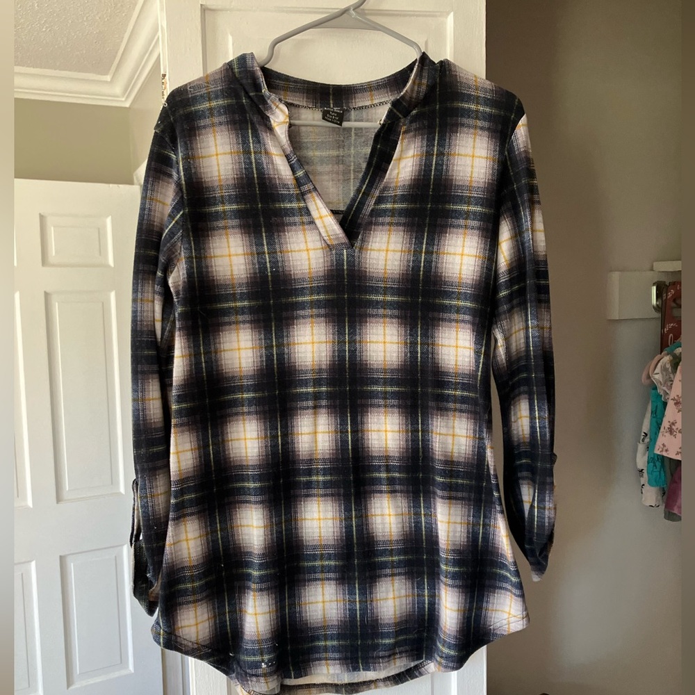 Button Sleeve Tunic Flannel